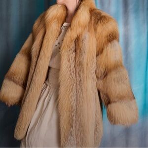 Amazing Red Fox Fur Coat Vintage 80's